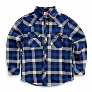 Dickies Quilted Lined Plaid Flannel Shirt Jacket | Blue Black | Men’s Small